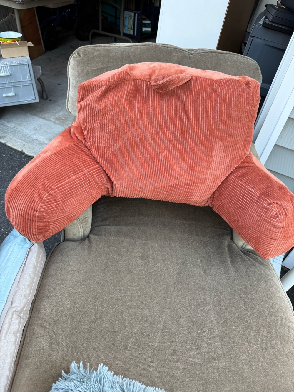 Kohl's Coral-Orange Corduroy Chair Back and Arm Covers